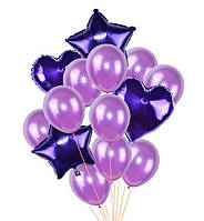Воздушные шары "Mix violet", набор 14 шт., металлик