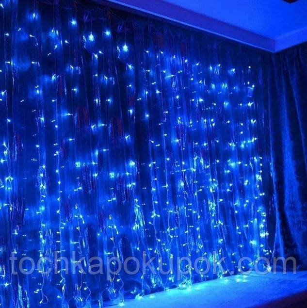 Світлодіодна гірлянда водоспад штора 480 LED BLUE 3х3м