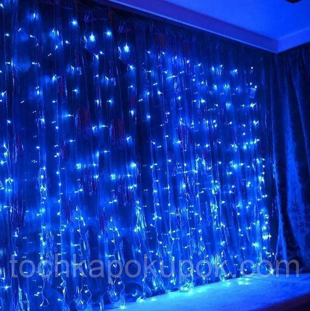 Світлодіодна гірлянда водоспад штора 480 LED BLUE 3х3м, фото 1