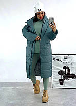 Жіноча куртка пальто подовжена з капюшоном на синтепоні 5 кольорів, фото 2