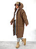 Жіноча куртка пальто подовжена з капюшоном на синтепоні 5 кольорів, фото 6