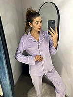 Женская велюровая пижама сорочка кант на пуговицах