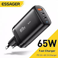 Быстрое зарядное устройство Essager 65W Gan Travel Charging Dock (2 USB-C+1 USB-A) Black Гарантия!