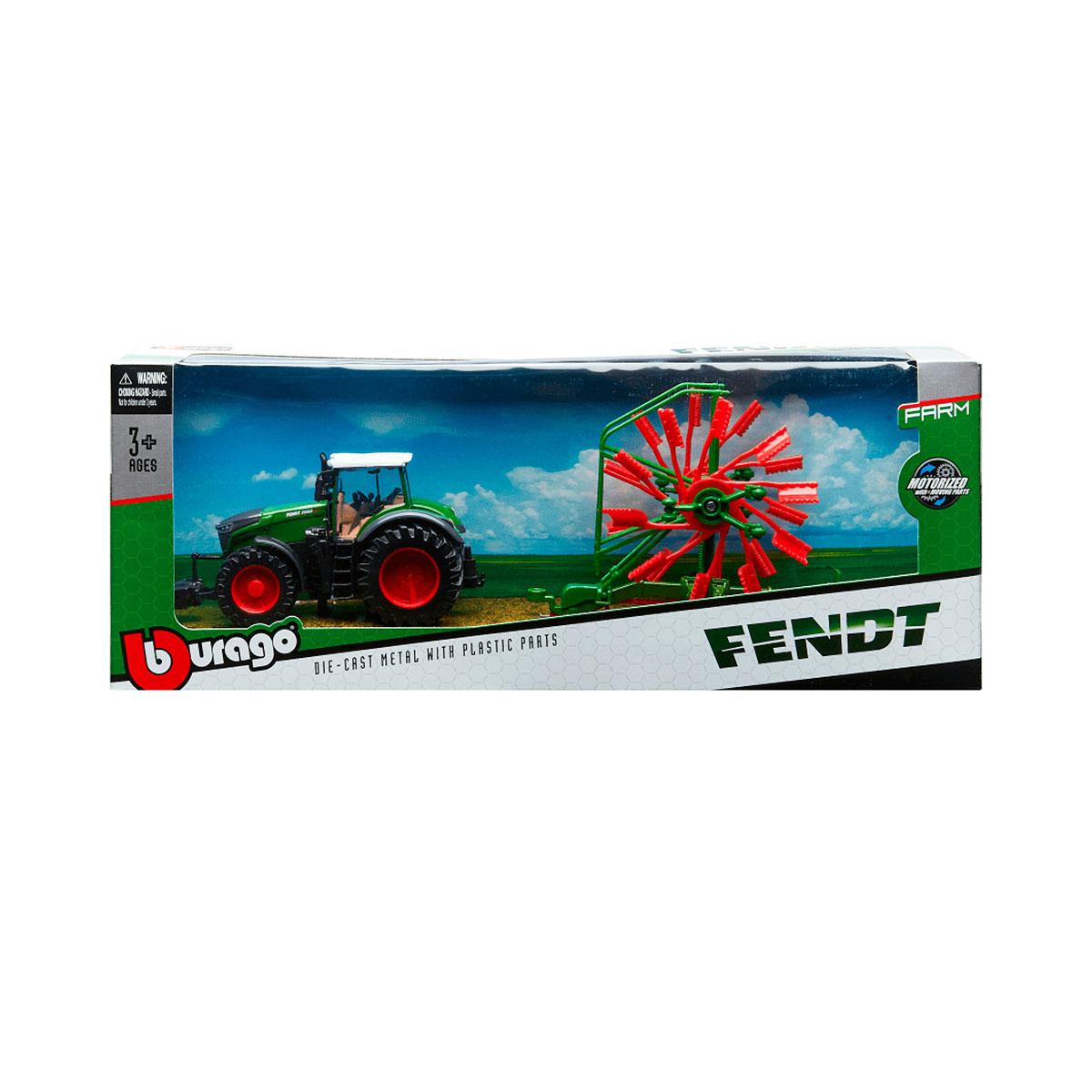 Модель - Трактор Fendt 1050 Vario 18-31665 BBURAGO з роторними валковими граблями, фото 1