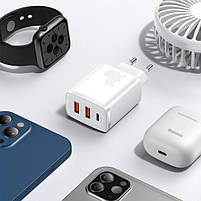 Мережевий зарядний пристрій BASEUS Compact Quick Charger 2USB/1Type-C, QC/PD, 30W, 3A, фото 3