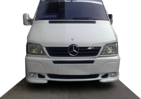 Накладка на бампер 2 фары Mercedes Sprinter 1995-2006 гг. TMR Тюнинг переднего бампера Мерседес Бенц Спринтер - фото 1 - id-p1723007629