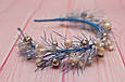 Обруч для волосся / обідок на голову новорічний блакитно-сріблястий метелиця 502, фото 4