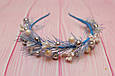 Обруч для волосся / обідок на голову новорічний блакитно-сріблястий метелиця 502, фото 3