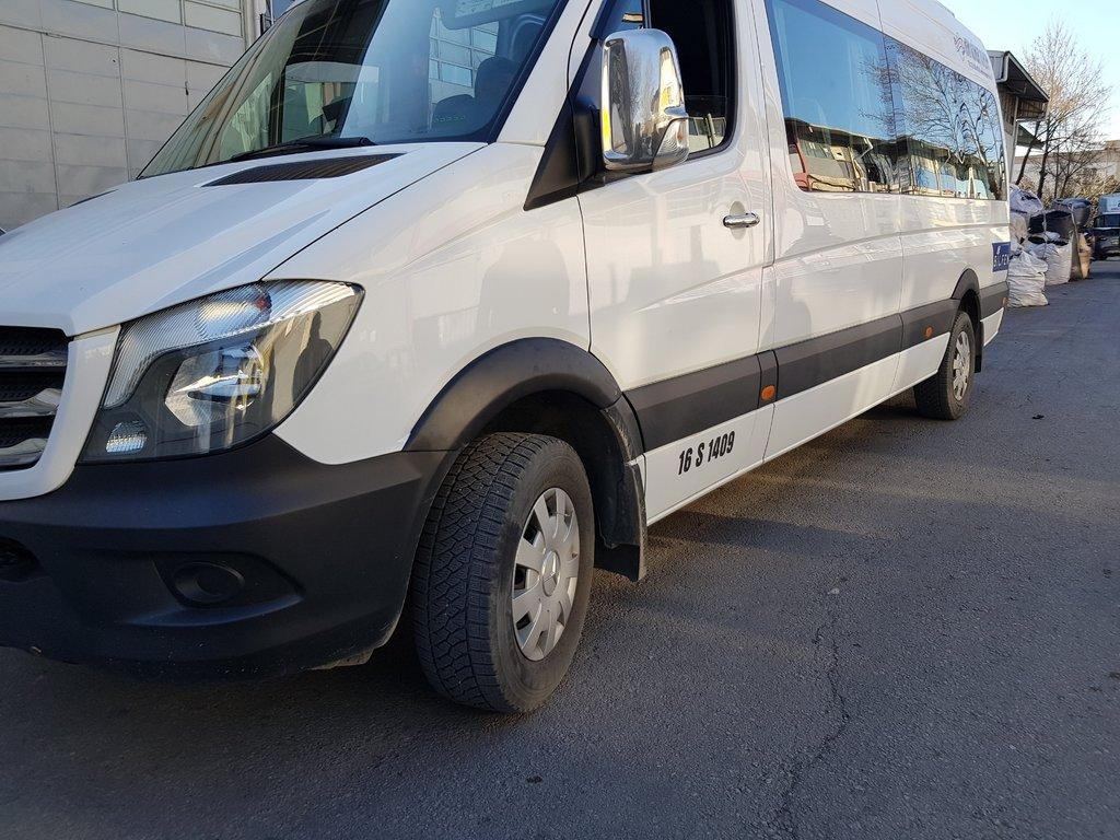 Накладки на арки широкие (4 шт, черные) Mercedes Sprinter 2006-2018 гг. TMR Накладки на арки Мерседес Бенц - фото 6 - id-p1723008363