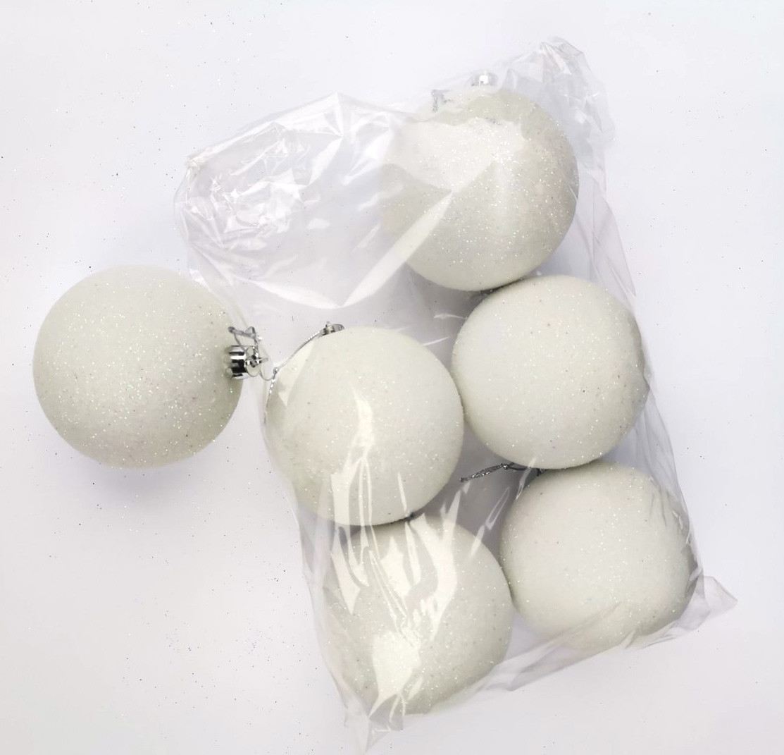 Білі кулі ялинкові 8 см набір 6 шт., ціна 160 грн — Prom.ua (ID#1723014545)