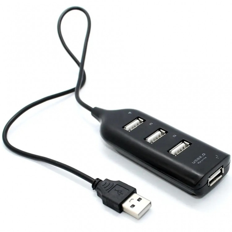 Разветвитель USB Hub 2.0 Хаб 4 Порта Черный — Купить Недорого на Bigl ...