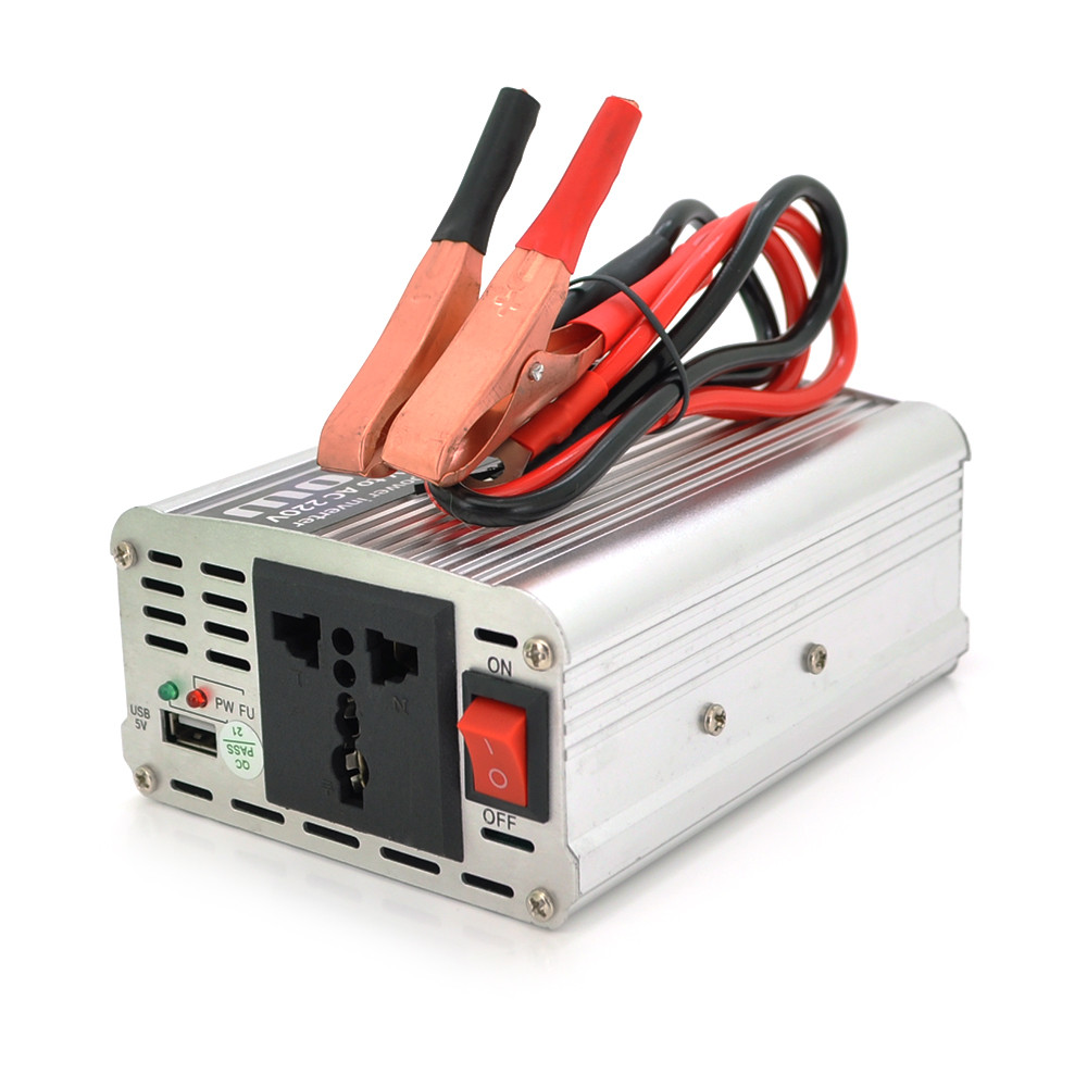 Інвертор напруги PI 500ВА (300 Вт), 12/220 V, approximated, 1 універсальна розетка, клеми + крокодили + АЗП