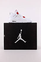 Кросівки Nike Air Jordan 4 Retro White Red / Найк Аїр Джордан 4 Ретро Білий з Червоним, фото 4