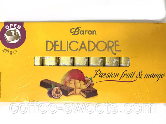 Шоколад молочний Baron Delicadore Passion Fruit & Mango 200 г Польща, фото 2