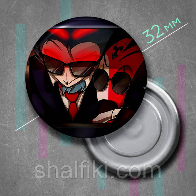 "Блітцо і Столас (Пекельний бос / Helluva boss)" магніт круглий Ø32 мм, фото 1