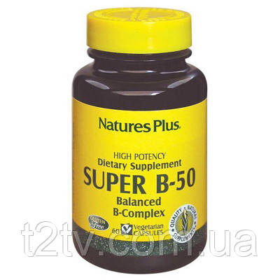Витамин Natures Plus Супер В-Комплекс, В-50, Nature's Plus, 60 ...