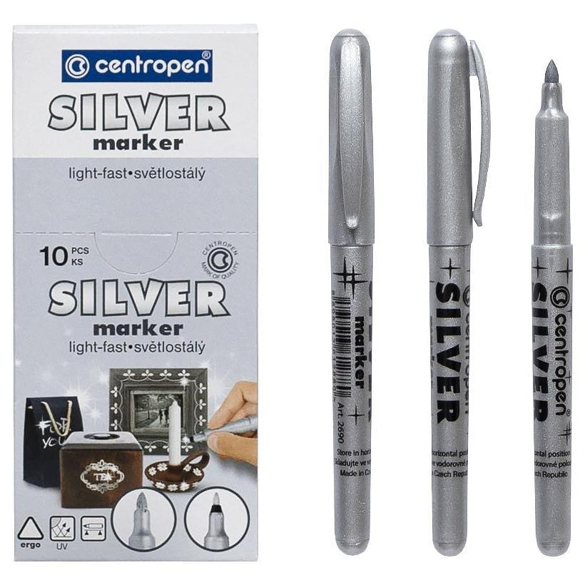 Маркер срібний металік Centropen Silver 2670 1 мм, фото 1