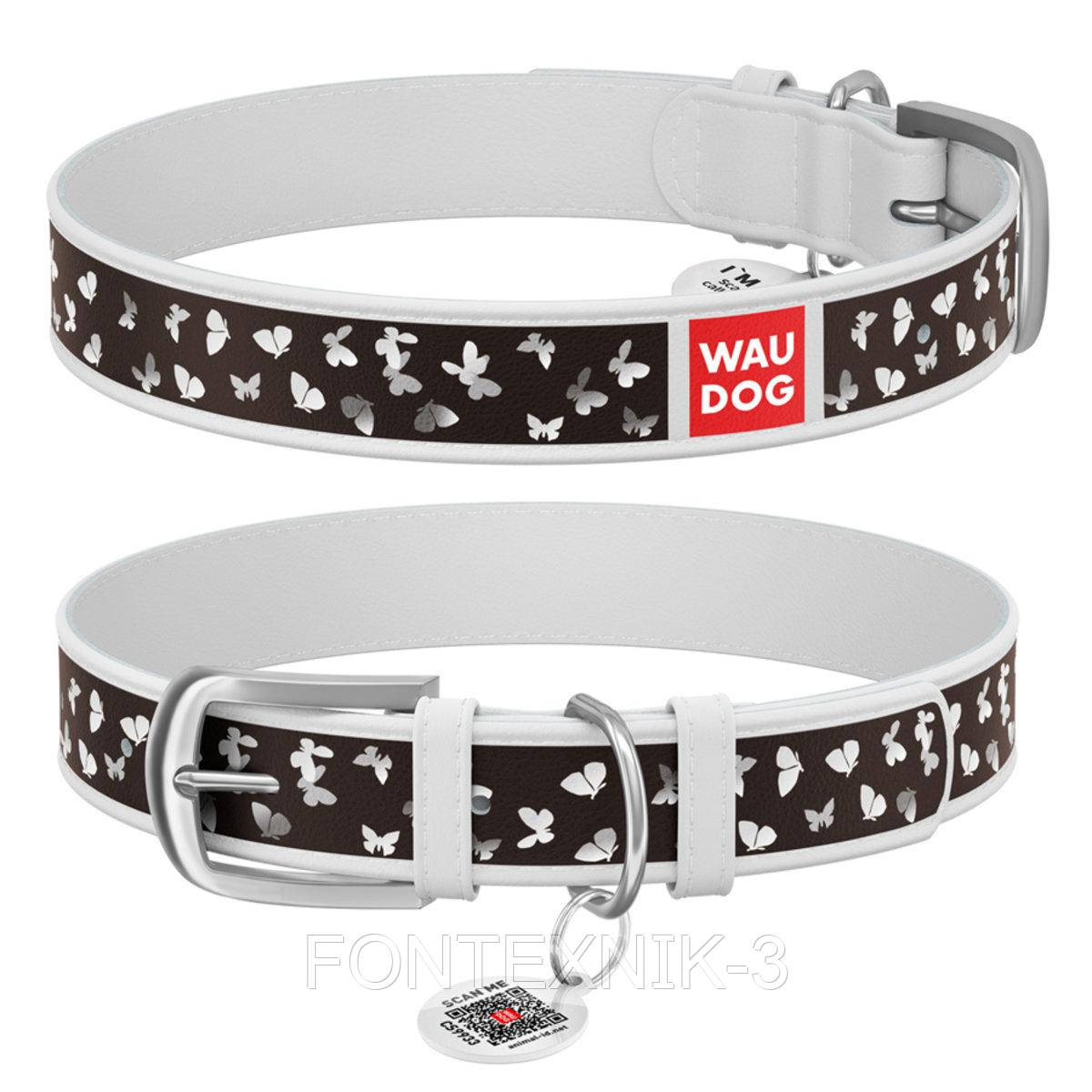 Ошейник WAUDOG Design Бабочки Металлическая Пряжка 20 Мм/30-39 См Белый ...