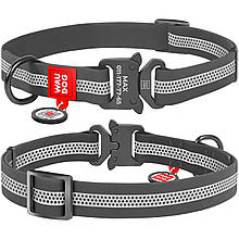 Нашийник Waudog 38-58 см 25 мм світловідбиваючий водовідштовхувальний пряжка метал сірий для собак