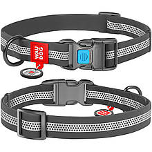 Нашийник Waudog 24-40 см 20 мм світловідбиваючий водовідштовхувальний пряжка пластик сірий для собак