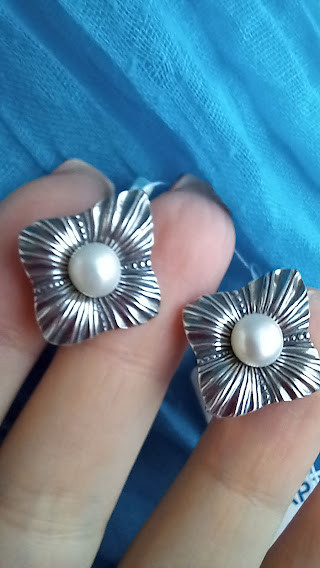 Срібні сережки з перлинкою арт.2021, фото 1