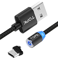 Магнитный USB кабель для зарядки телефона TOPK micro-USB