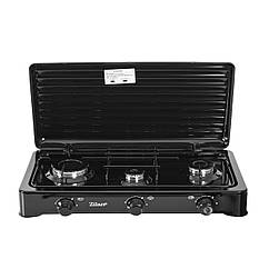 Настільна газова плита Zilan ZLN0032 3 конфорки Black