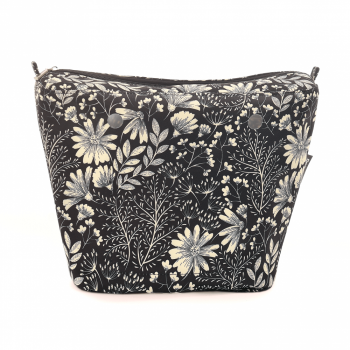 Джинсова підкладка для сумки classic, Квітковий луг чорна, фото 1