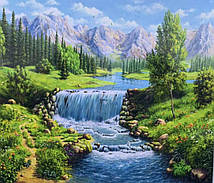 Картина за номерами "Водоспад на рівнині" 40*50 см, фарби — акрил