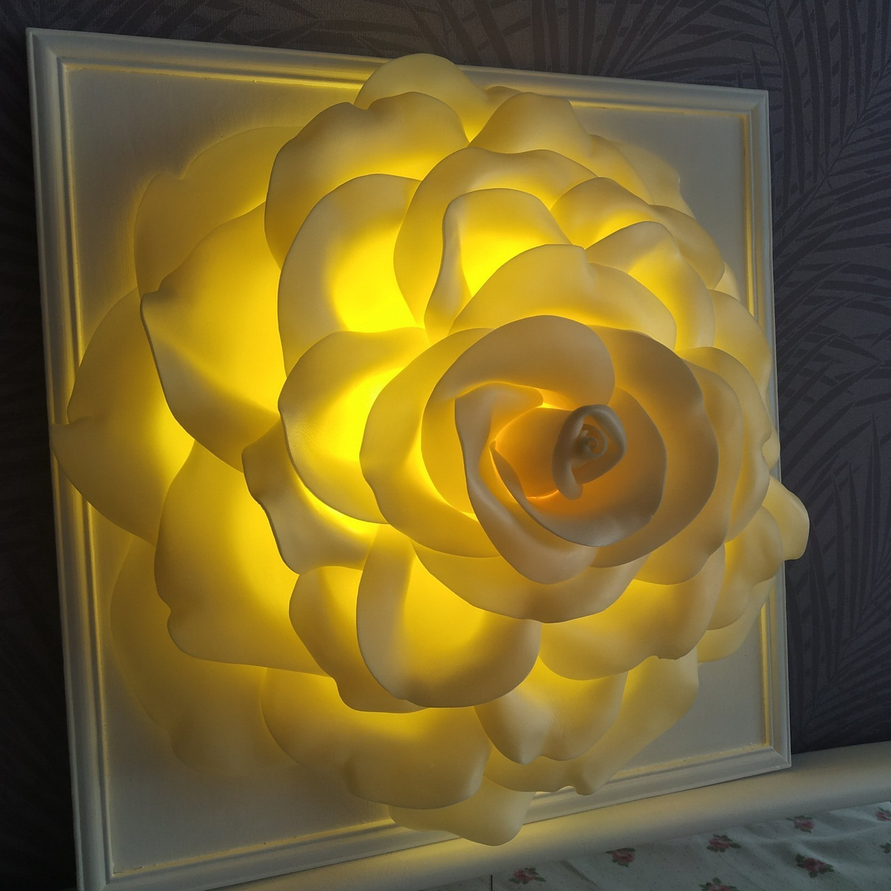 Світильник-нічник 3D картина "Біла троянда" (ДКР01000600)