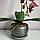 Штучна латексна орхідея VIP у сірому керамічному кашпо на одну гілку бордова (ОКГ12041703), фото 3