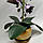 Штучна латексна орхідея VIP у жовтому керамічному кашпо на одну гілку фіолетово-жовта (ОКГ02043403), фото 2
