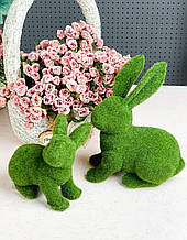 Пухнаста фігурка "Зелений кролик" травичка 22х19х11 см