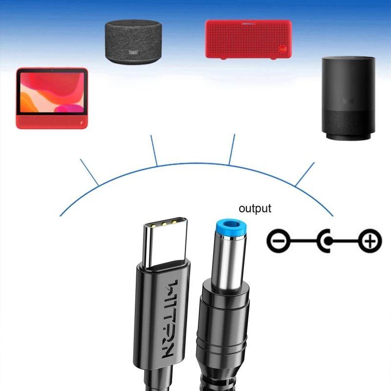 Кабель питания WITRN Type-C to DC 5.5x2.5 mm 12V 5A Max PD для роутера 1.2M Black (PDC003) - фото 2 - id-p1723164419