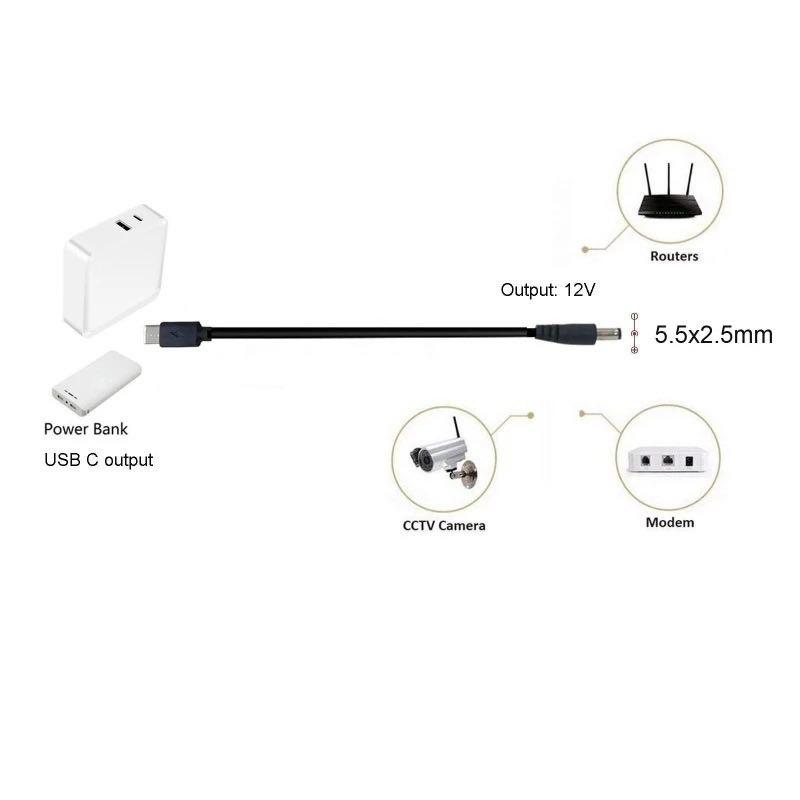 Кабель питания WITRN Type-C to DC 5.5x2.5 mm 12V 5A Max PD для роутера 1.2M Black (PDC003) - фото 7 - id-p1723164419