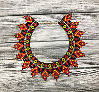 Колье из чешского бисера HatynkaUA Flowers Necklace ожерелье ручной работы (SUN999_22)
