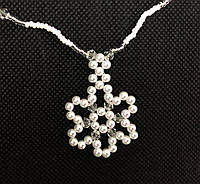 Колье из чешского бисера HatynkaUA Necklace ожерелье ручной работы под шею в зимнем стиле (SUN999_24)