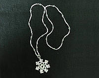 Колье из чешского бисера HatynkaUA Snowflake Necklace ожерелье ручной работы в зимнем стиле (SUN999_24)