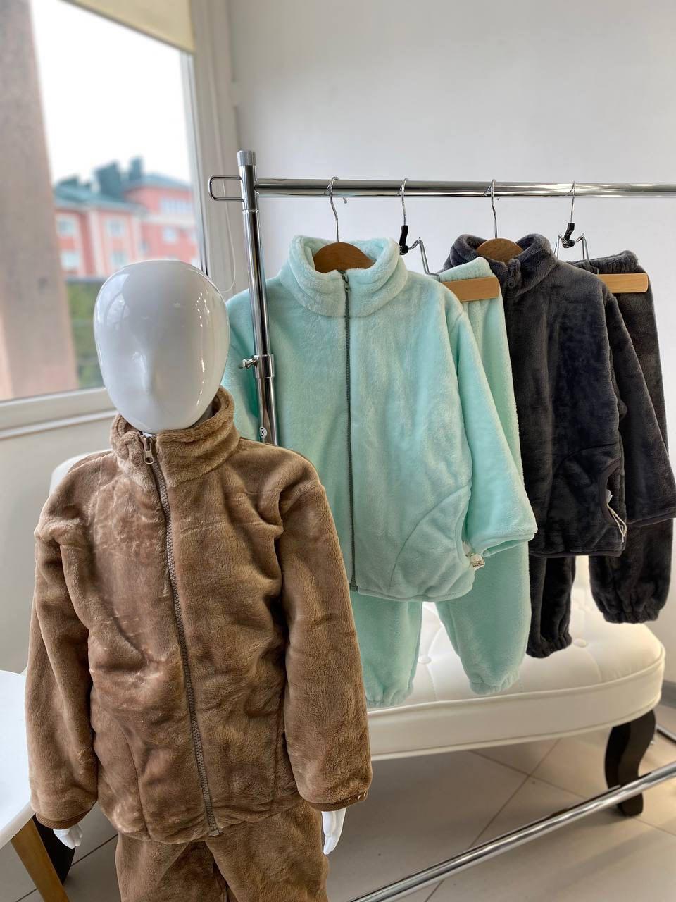 Тепла махрова дитяча піжама Бежева 8846 Cotton Jiangnan, Бежевый, Унисекс, Осень Зима, 110 , 5 лет, 148, фото 1