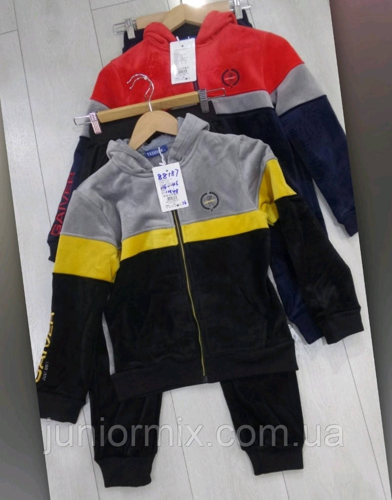 Дитячі велюрові теплі костюми для хлопчиків оптом 116-146 см