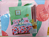Комплект постельного белья детский мягкий Полуторный размер 150*210 см Фрукты Розового цвета Фланель