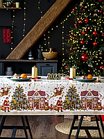 Новорічна Скатертина Клеєнка "Декорама" на флізеліновій основі. Ширина: 1,4 м