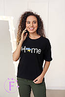 Женская футболка свободного кроя з принтом "Home" | Распродажа модели