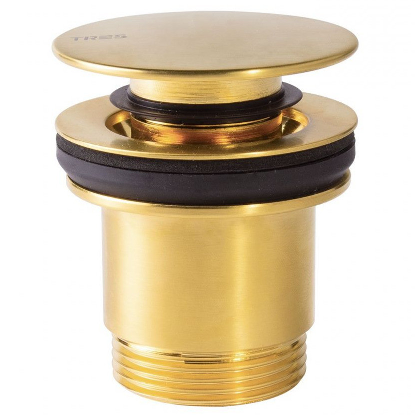 Донний клапан натискний для раковини TRES метал 1 1/4" золотий 24284001OM