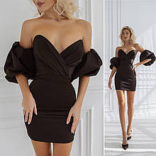Корсетна міні-сукня з окремими рукавами Люкс чорна (різні кольори) XS S M L