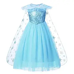 Сукня Ельзи блакитна з коротким рукавом та шлейфом 140