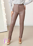 Стильные кожаные брюки женские "Casual" (тонкие)| Норма 42, Мокко