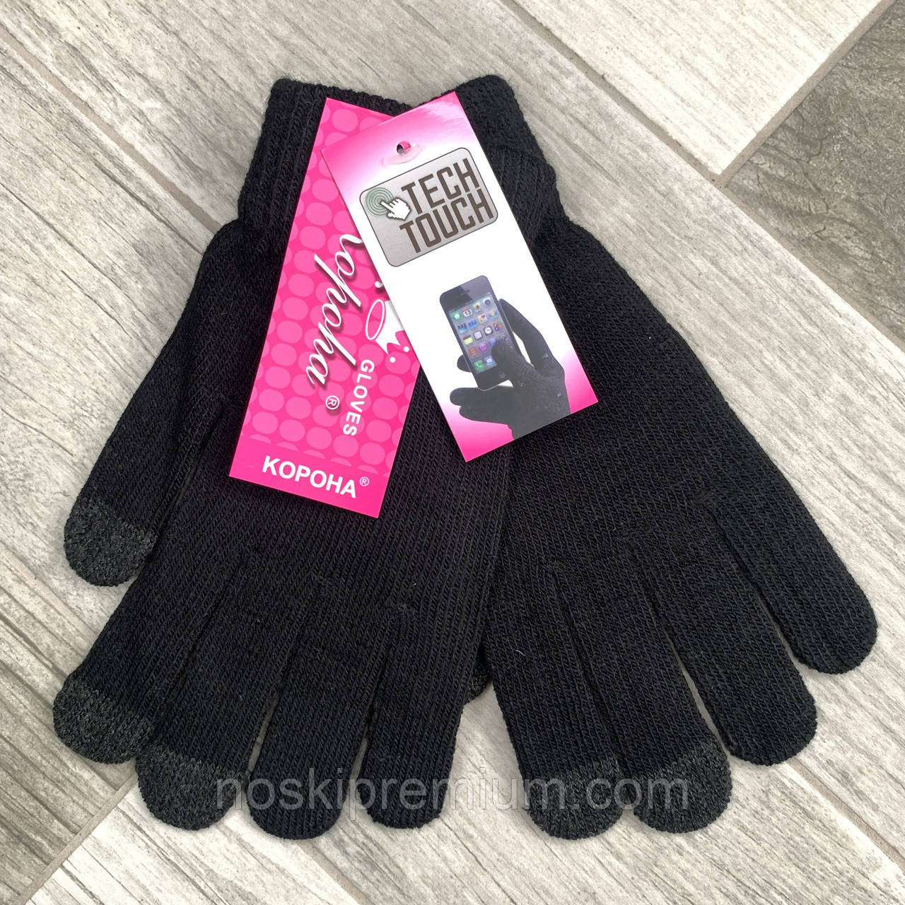 Перчатки унисекс шерстяные одинарные с начёсом Tech Touch Корона, для смартфонов, ассорти, 7076 - фото 3 - id-p420278773