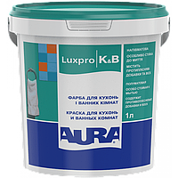 Краска акрилатная водоэмульсионная Aura Luxpro K&B полумат белый 1 л (39145)