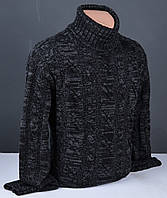 Мужской теплый свитер под горло большого размера чёрный Турция 7165 Б